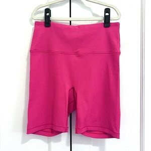 Solid and Striped Sport High Tide Ribbed Bike Shorts in Lollipop Pink - Size M